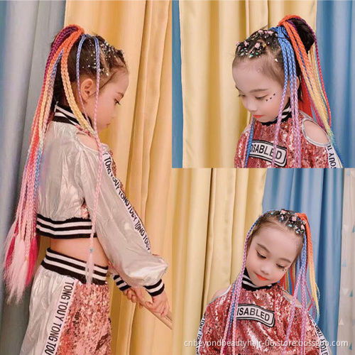 24inch Rainbow Rope Ponytail Braids Synthetic Braiding hair Accessories Rubber Band Hair Braids